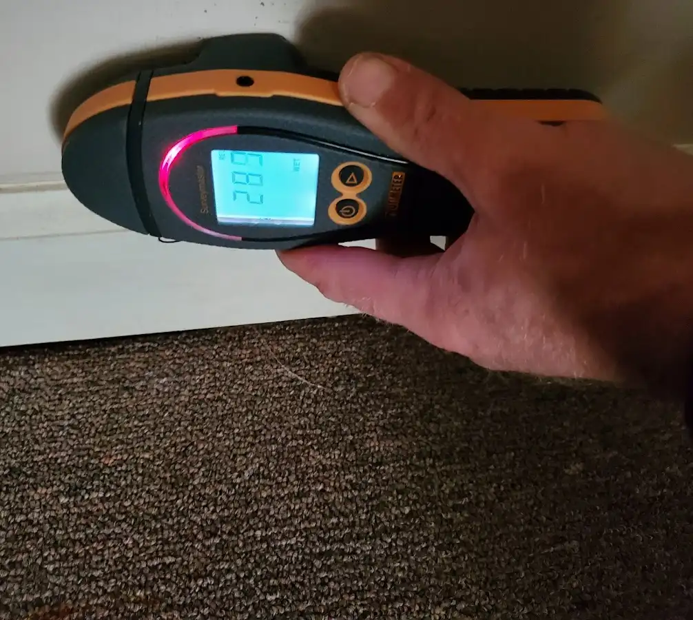 Moisture detection at baseboard during Sewage Cleanup & Sanitation in Corona de Tucson